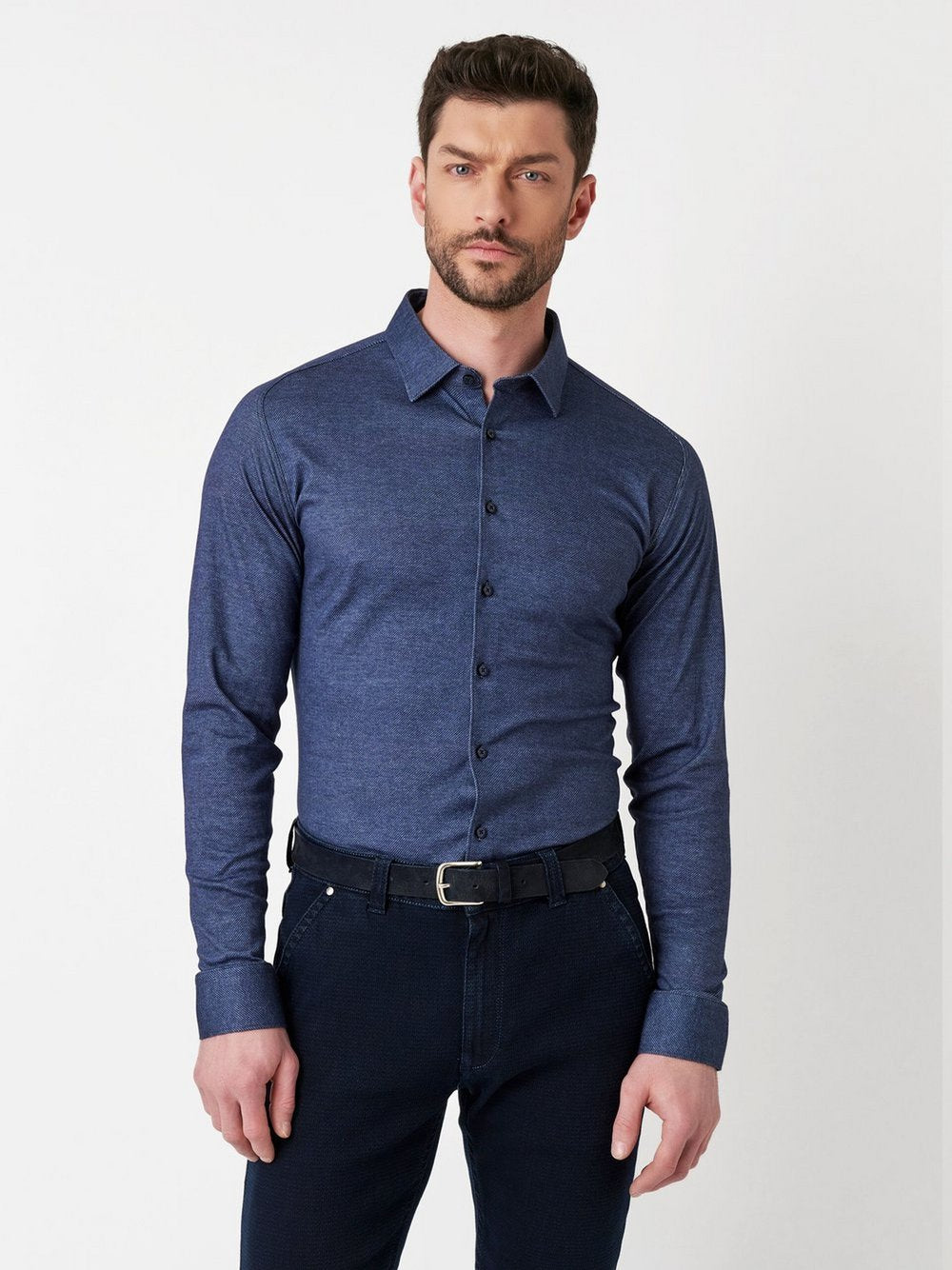 DESOTO Hemd Casual Kent 1/1 Herren Regular Fit Baumwolle meliert