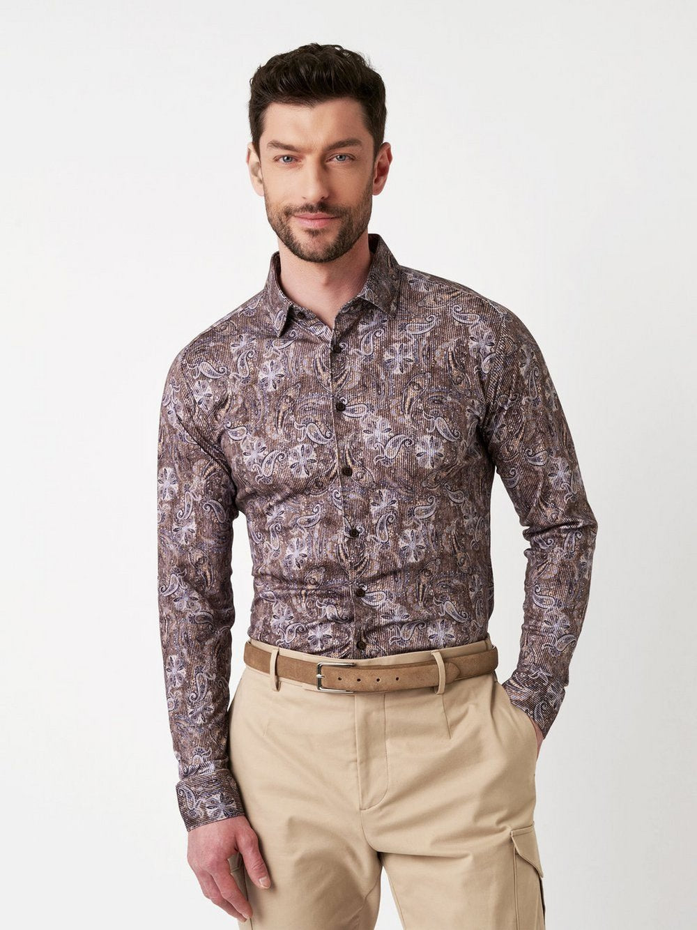 DESOTO Hemd Casual Kent Herren Regular Fit Baumwolle gemustert