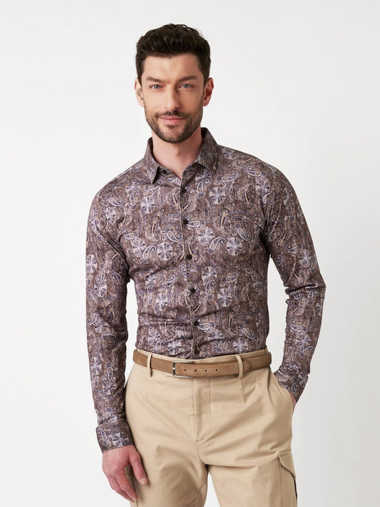 DESOTO Hemd Casual Kent Herren Regular Fit Baumwolle gemustert