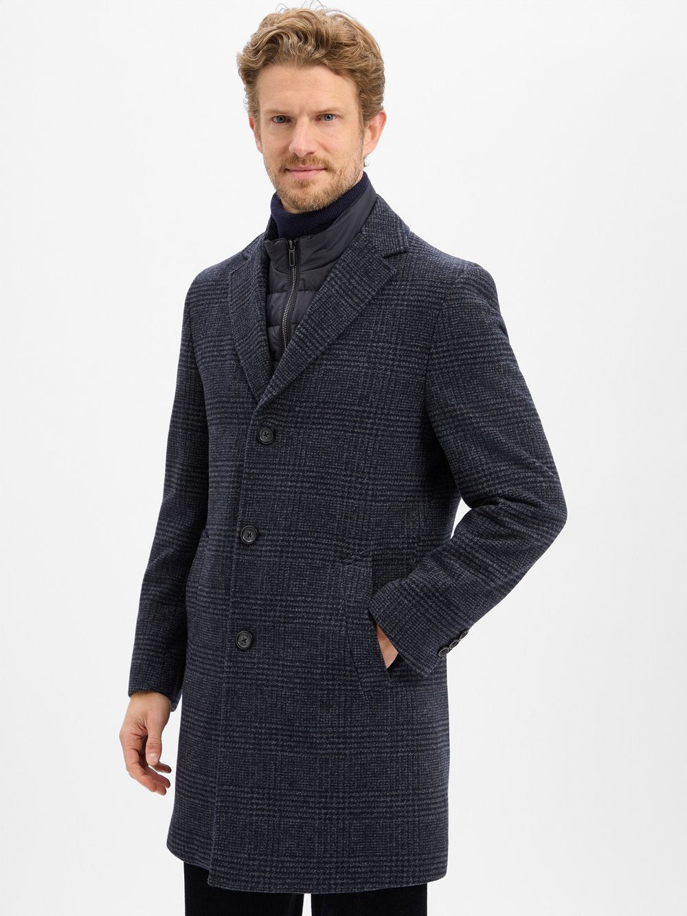 Digel Wollmantel Herren Schurwolle kariert