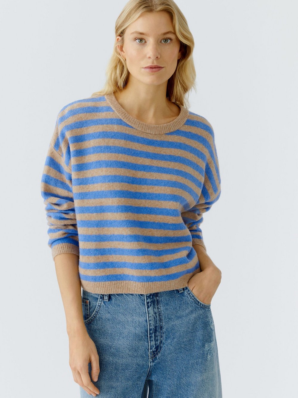 Oui Pullover Damen Polyamid gestreift