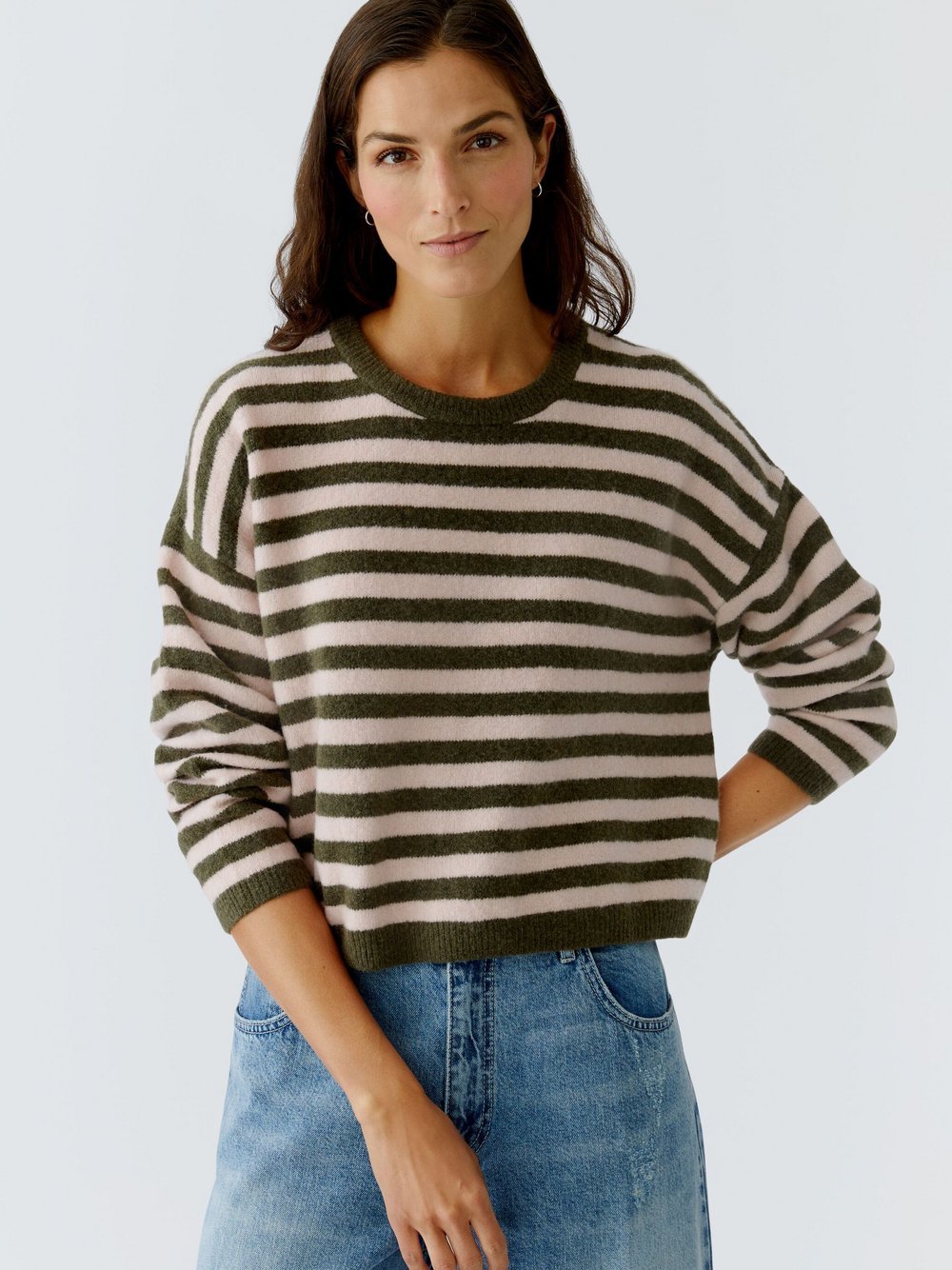 Oui Pullover Damen Polyamid gestreift