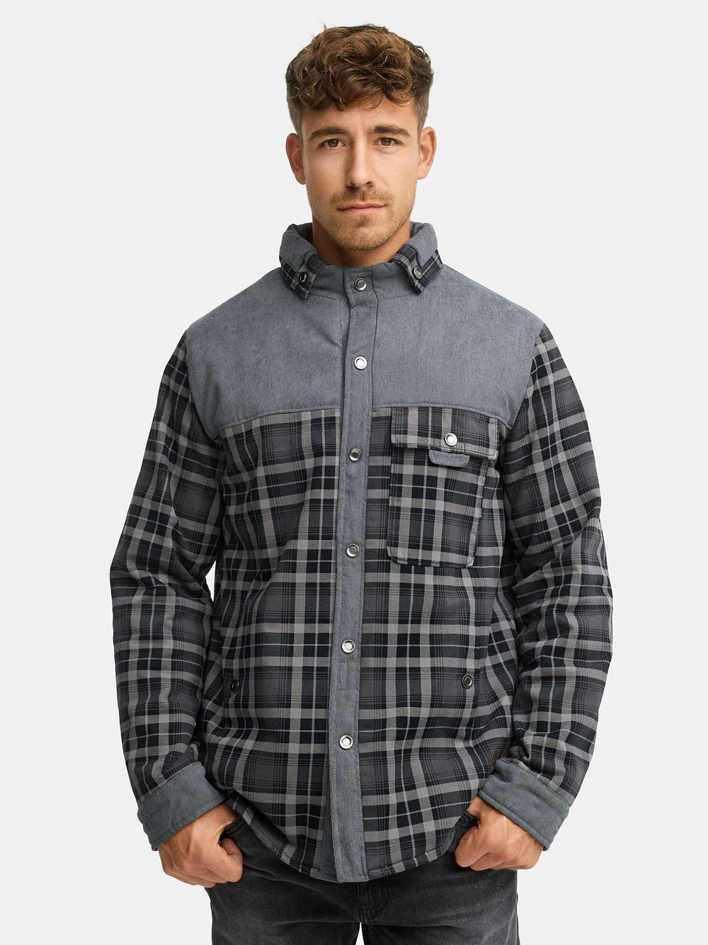 Indicode Übergangsjacke Herren Regular Fit Baumwolle kariert