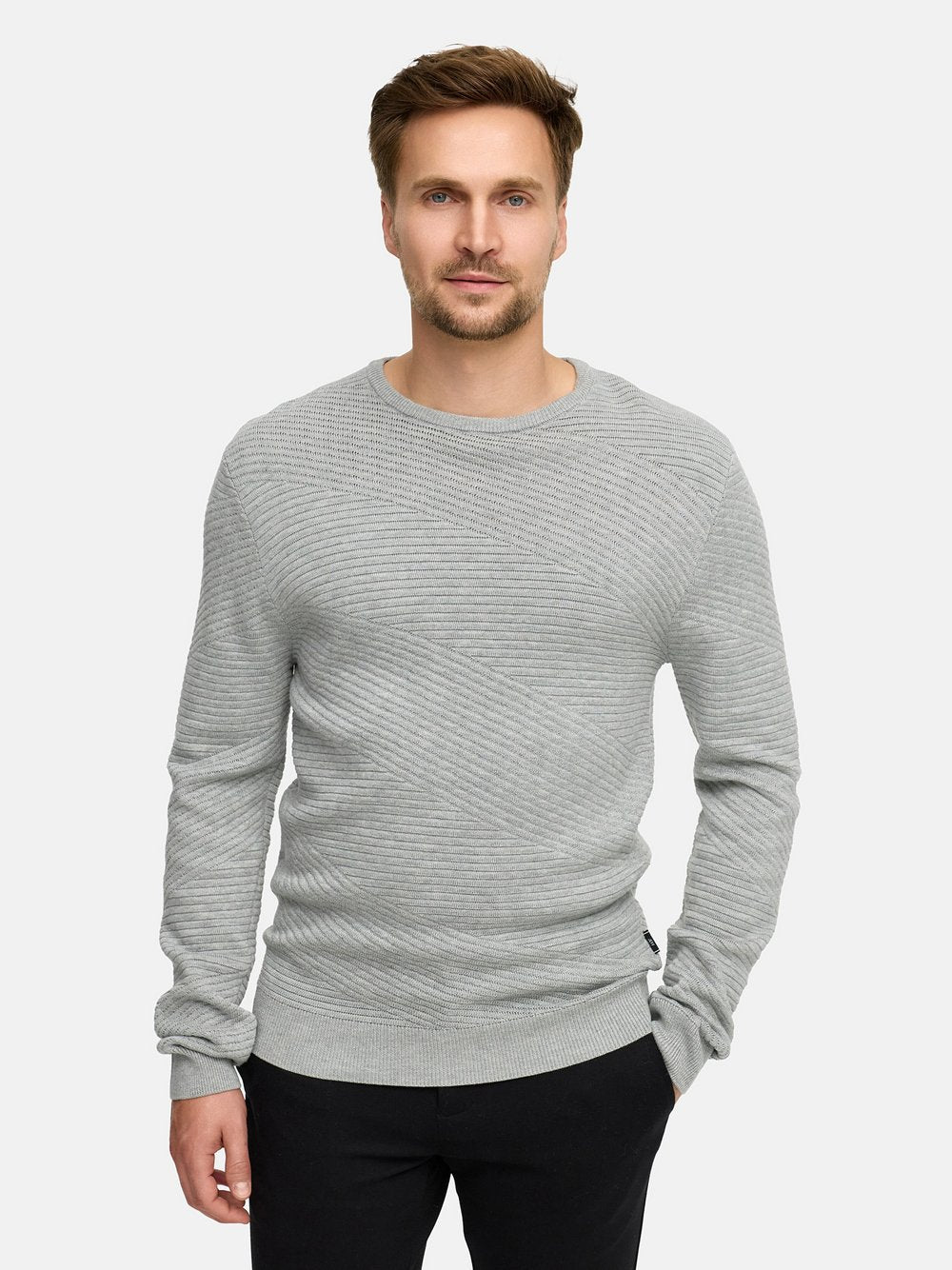 Jeff Strickpullover Herren Feinstrick strukturiert
