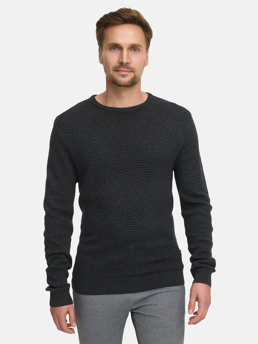 Jeff Strickpullover Herren Feinstrick strukturiert