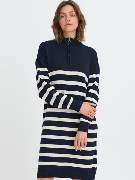 OXMO Strickkleid Damen Baumwolle gestreift