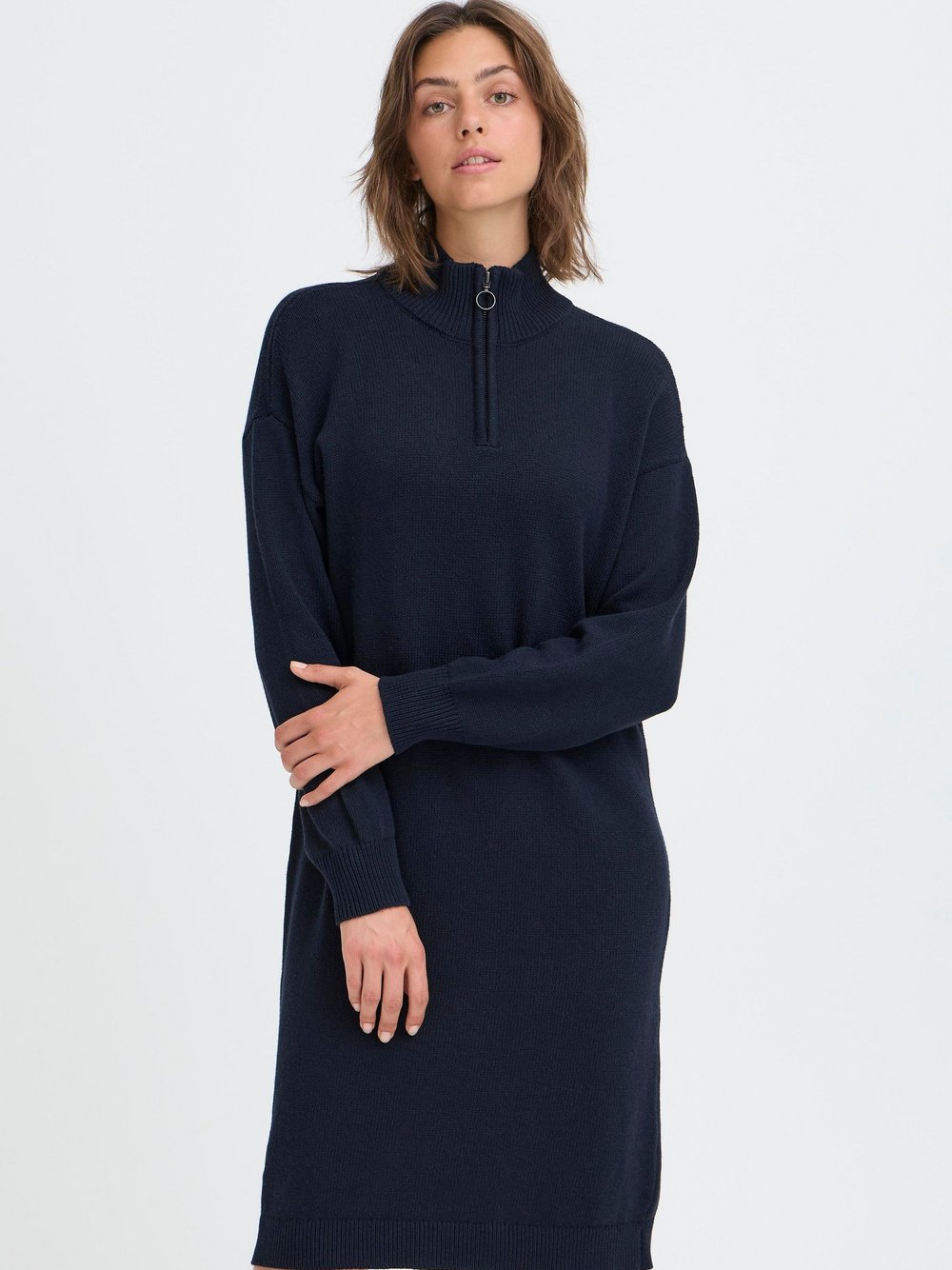 OXMO Strickkleid Damen Baumwolle gestreift