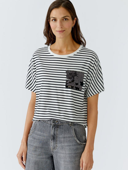 Oui T-Shirt Damen Baumwolle gestreift