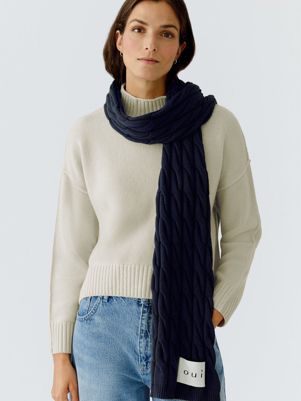 Oui Schal Damen Baumwolle strukturiert