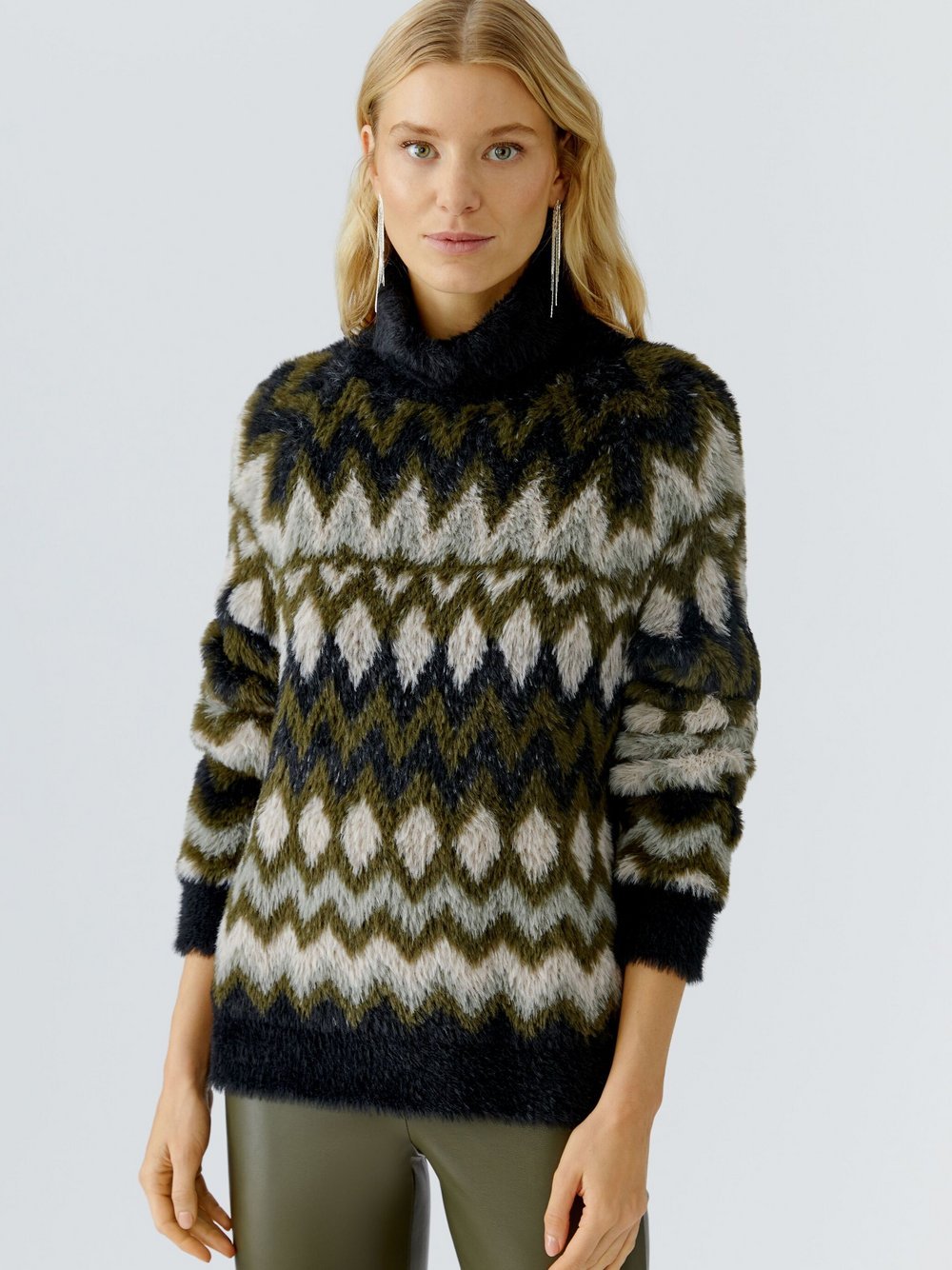 Oui Pullover Damen Polyamid gemustert