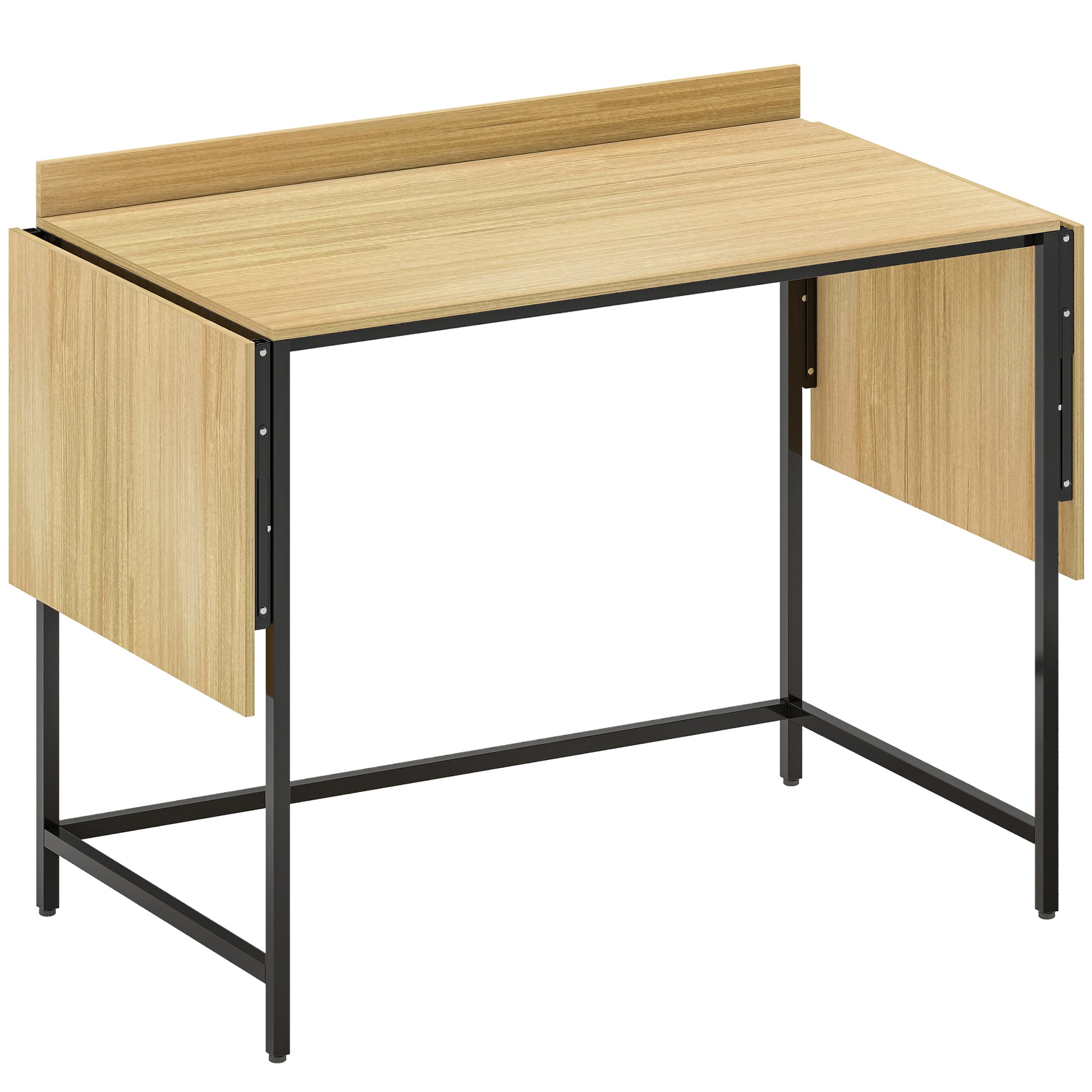 HOMCOM Schreibtisch Klappbar Computertisch Bürotisch mit Modern-Design, Metallgestell für Arbeitszimmer Schlafzimmer Home Office, 100/135/170 x 58 x 78 cm Eiche   Aosom