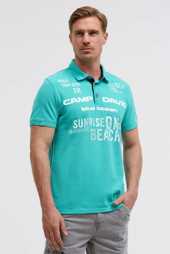 CAMP DAVID Pikee-Polo Kurzarm mit Rubber Prints