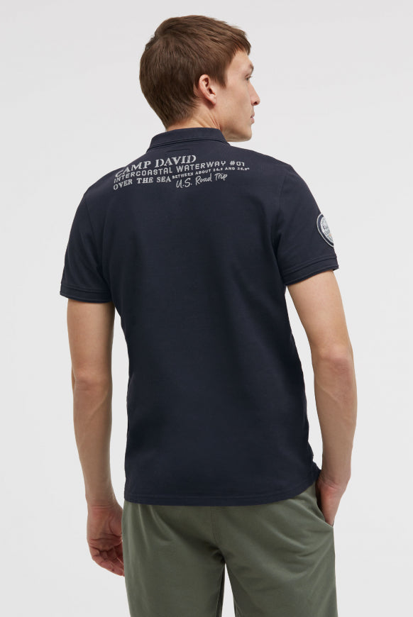 CAMP DAVID Pikee-Polo Kurzarm mit Rücken-Stickerei