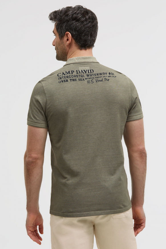 CAMP DAVID Pikee-Polo Kurzarm mit Rücken-Stickerei