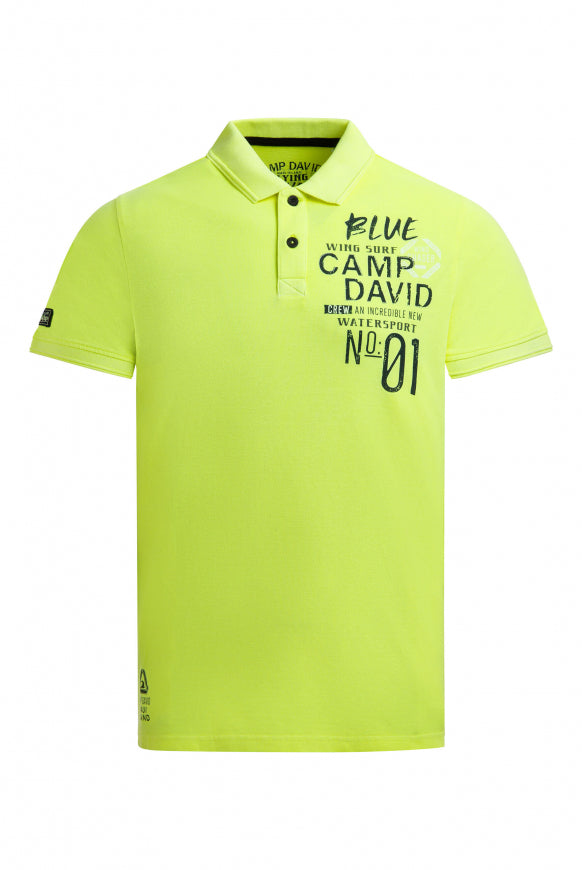 CAMP DAVID Pikee-Polo mit 3D-Tippings und Prints - neon lime