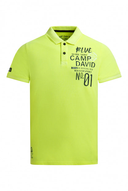 CAMP DAVID Pikee-Polo mit 3D-Tippings und Prints - neon lime