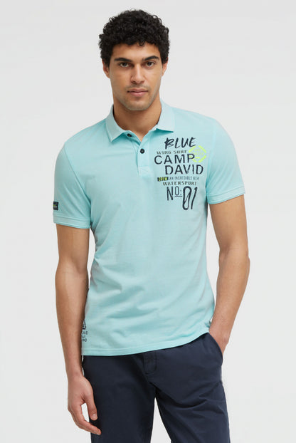CAMP DAVID Pikee-Polo mit 3D-Tippings und Prints - fresh breeze