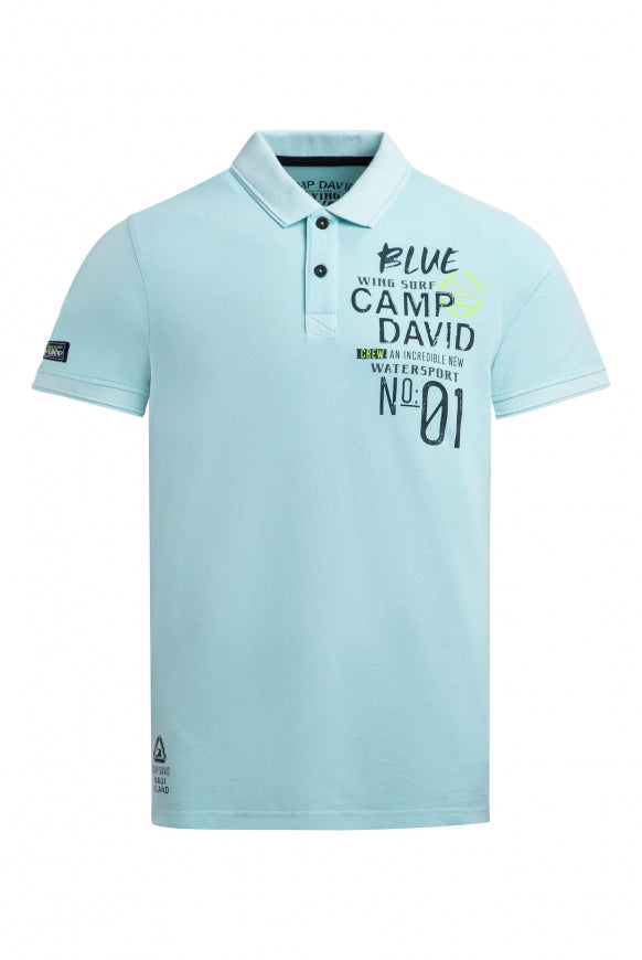 CAMP DAVID Pikee-Polo mit 3D-Tippings und Prints - fresh breeze