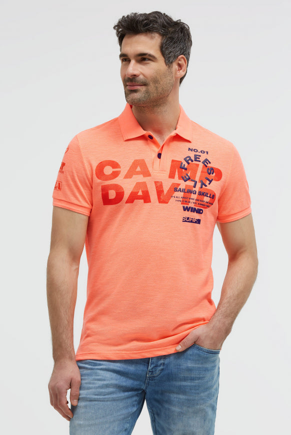 CAMP DAVID Pikee-Polo mit Artworks und Puffprint-Details