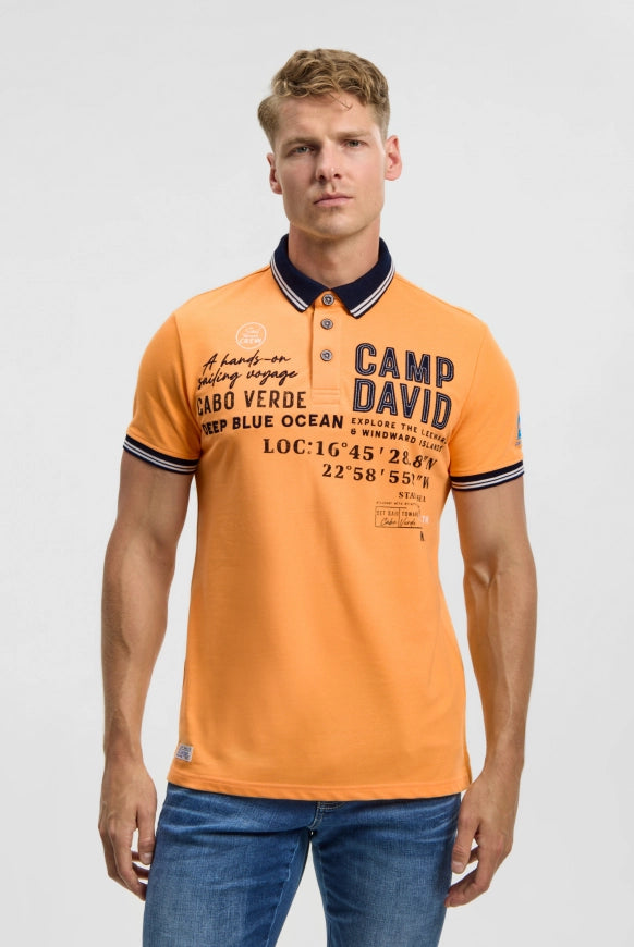 CAMP DAVID Pikee-Polo mit Label-Applikationen