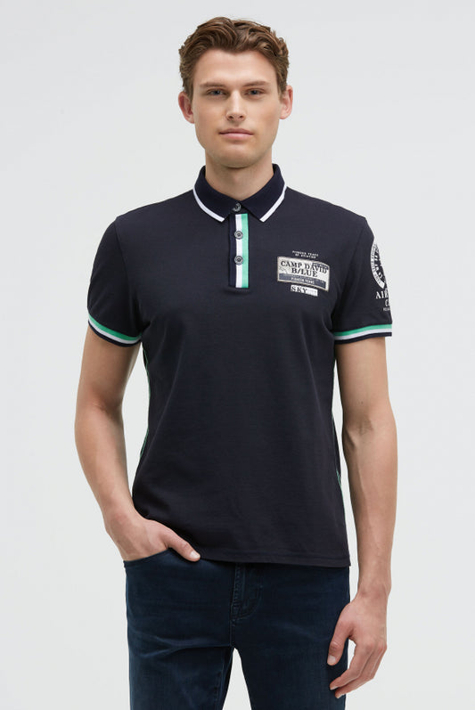 CAMP DAVID Pikee-Polo mit Prints und Patches