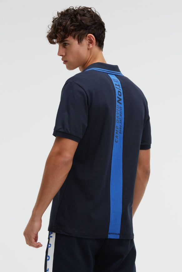 CAMP DAVID Pikee-Polo mit V-Neck und Rückeneinsatz