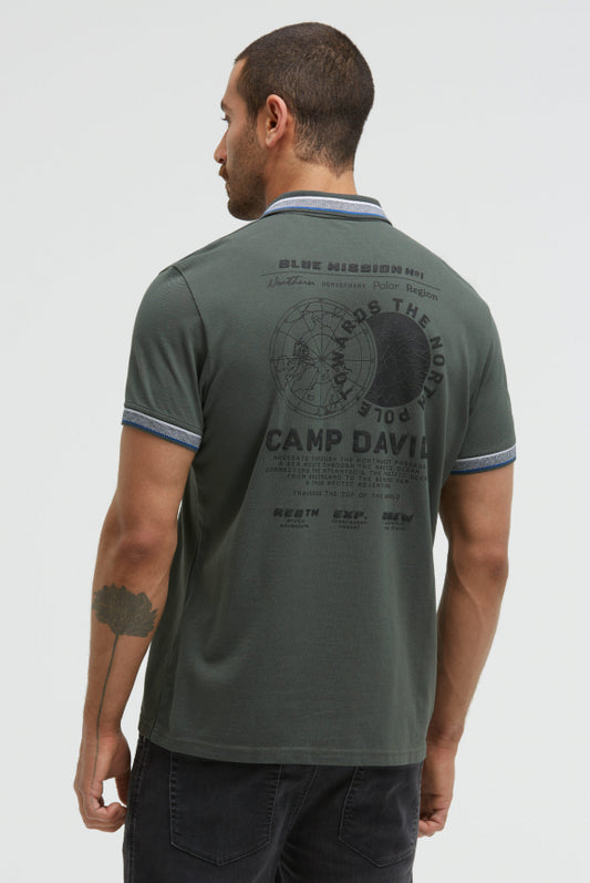 CAMP DAVID Pikee-Polo mit Zipper und Rücken-Artwork