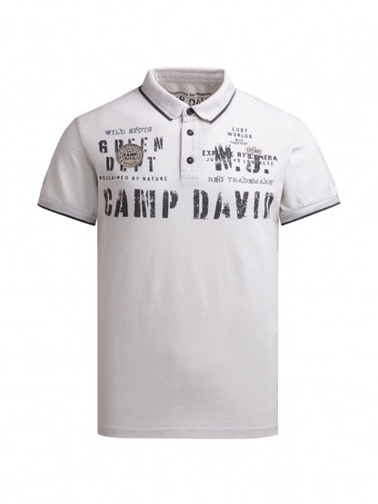CAMP DAVID Pikee-Polo Oil Dyed mit Prints und Patches - ash