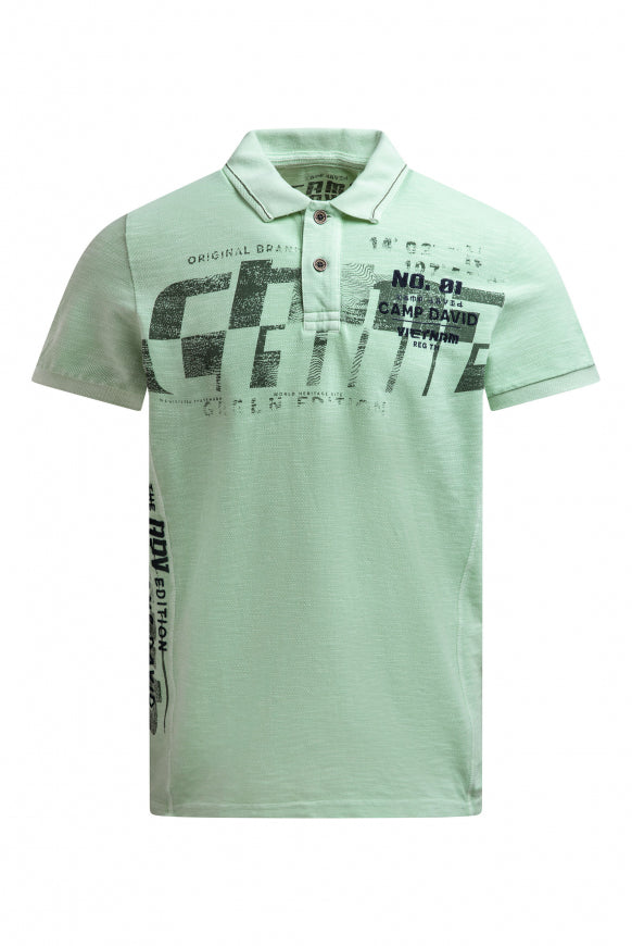 CAMP DAVID Polo aus Flammgarn-PikeemitArtworks - light mint