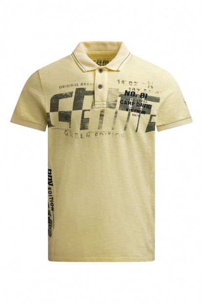 CAMP DAVID Polo aus Flammgarn-Pikee mit Artworks - lemon juice