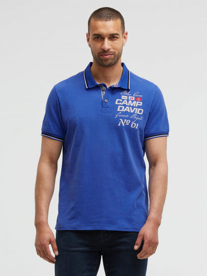 CAMP DAVID Polo mit Artworks und Special Details - signal blue