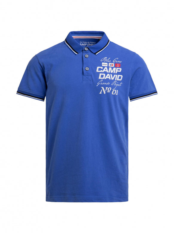 CAMP DAVID Polo mit Artworks und Special Details - signal blue