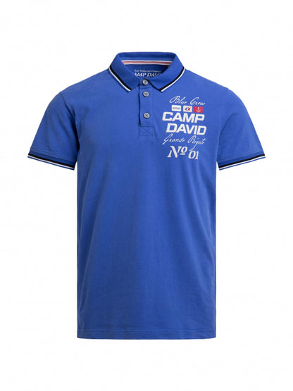 CAMP DAVID Polo mit Artworks und Special Details - signal blue