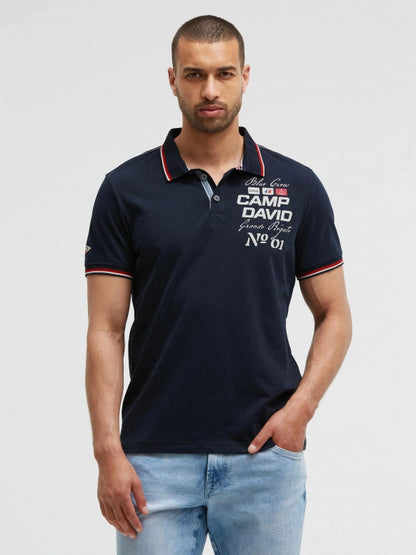 CAMP DAVID Polo mit Artworks und Special Details - blue navy