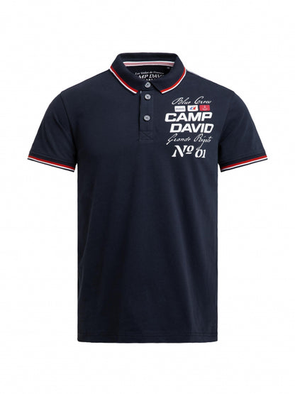 CAMP DAVID Polo mit Artworks und Special Details - blue navy