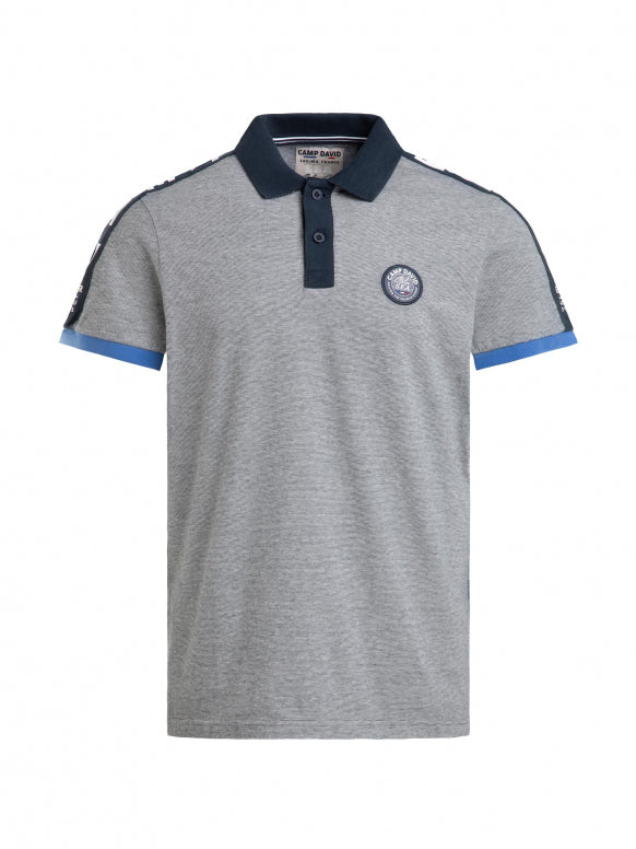 CAMP DAVID Polo mit feinen Streifen und Tapes - blue navy