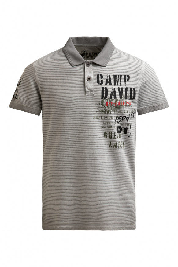 CAMP DAVID Polo mit Streifenstruktur und Label Prints - shadow