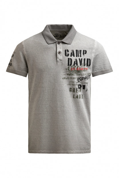 CAMP DAVID Polo mit Streifenstruktur und Label Prints - shadow