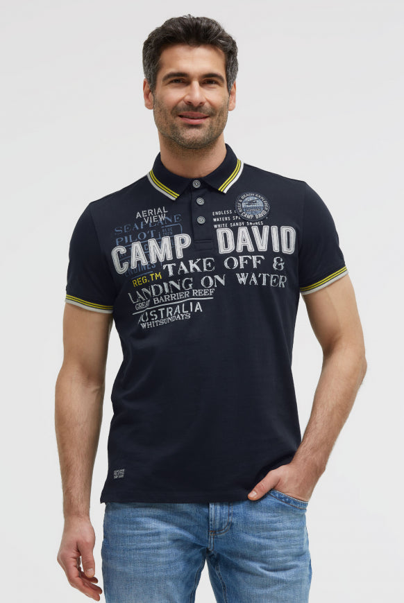 CAMP DAVID Poloshirt Kurzarm mit Logo-Applikationen