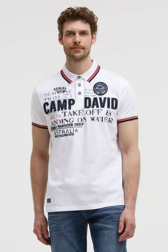 CAMP DAVID Poloshirt Kurzarm mit Logo-Applikationen
