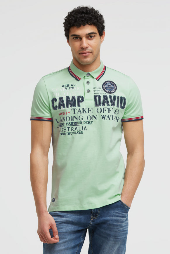 CAMP DAVID Poloshirt Kurzarm mit Logo-Applikationen