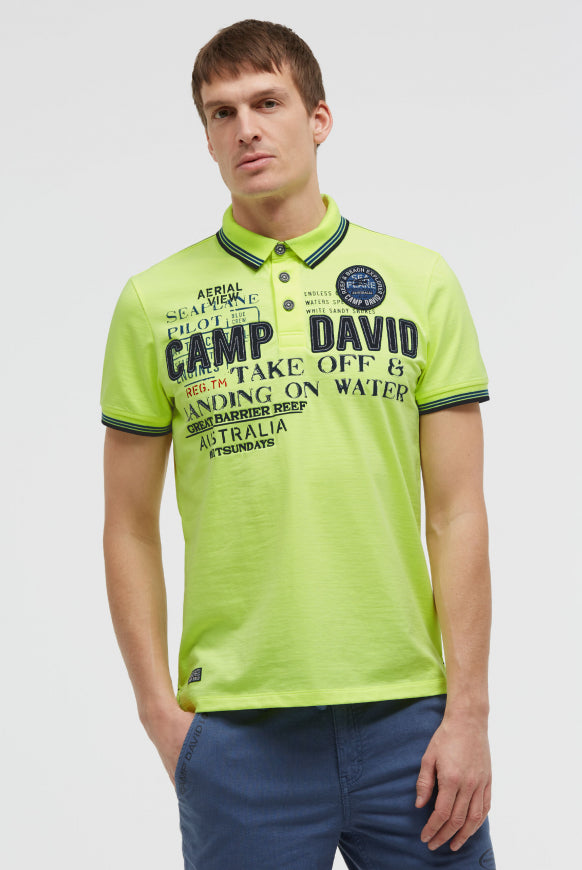 CAMP DAVID Poloshirt Kurzarm mit Logo-Applikationen