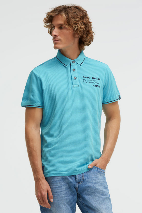 CAMP DAVID Poloshirt Kurzarm mit Struktur-Details