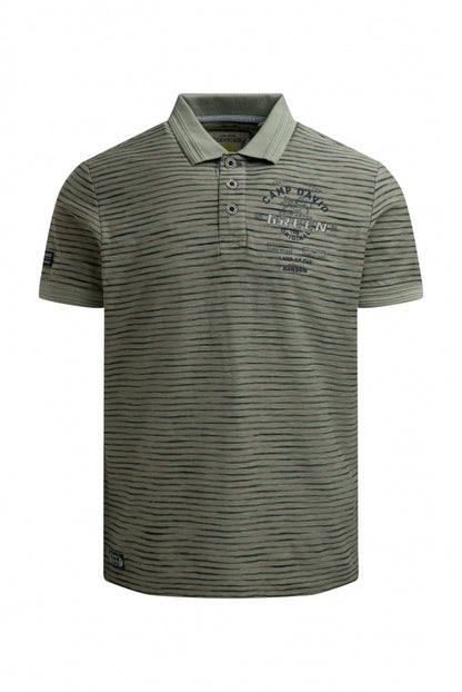 CAMP DAVID Poloshirt mit Multicolor-Streifen und Back-Artwork - green olive