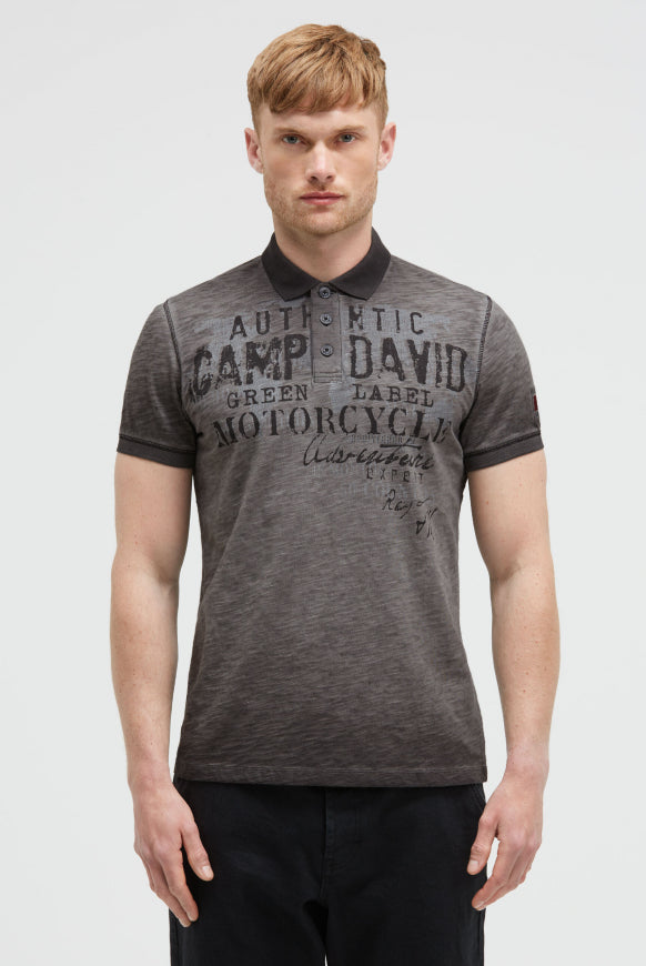 CAMP DAVID Poloshirt Oil Dyed mit Used Prints