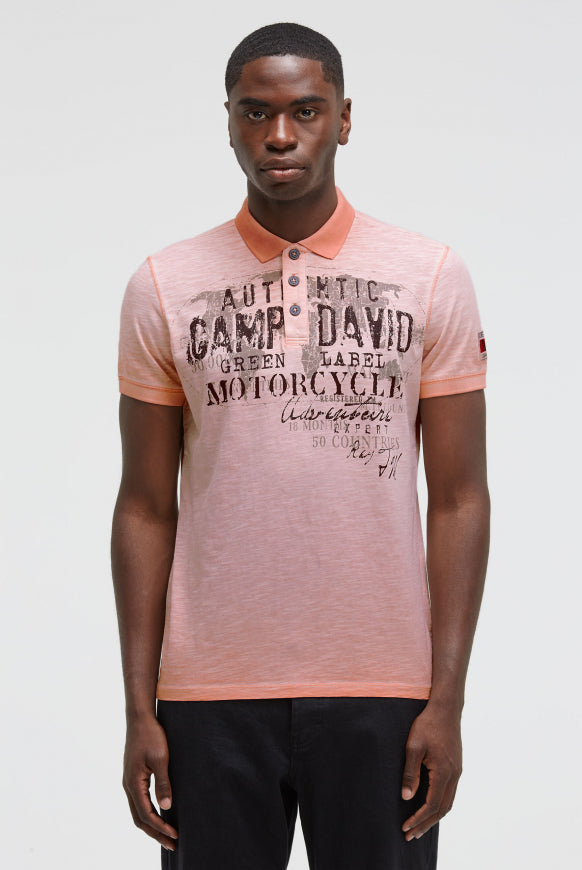CAMP DAVID Poloshirt Oil Dyed mit Used Prints