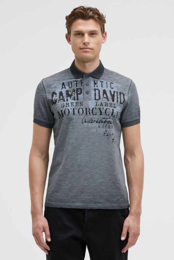 CAMP DAVID Poloshirt Oil Dyed mit Used Prints