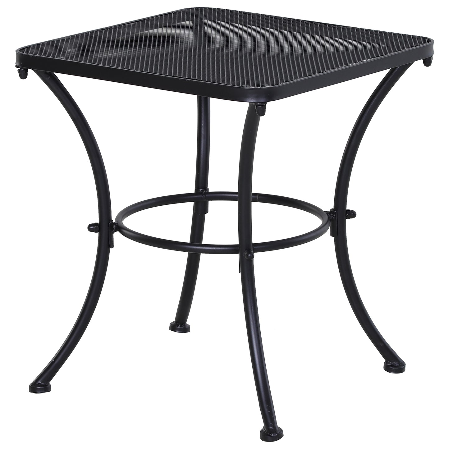 Outsunny Beistelltisch schwarzer Gartentisch 45x45x50cm Metall Balkontisch Kaffeetisch für Terrasse & Garten   Aosom.de