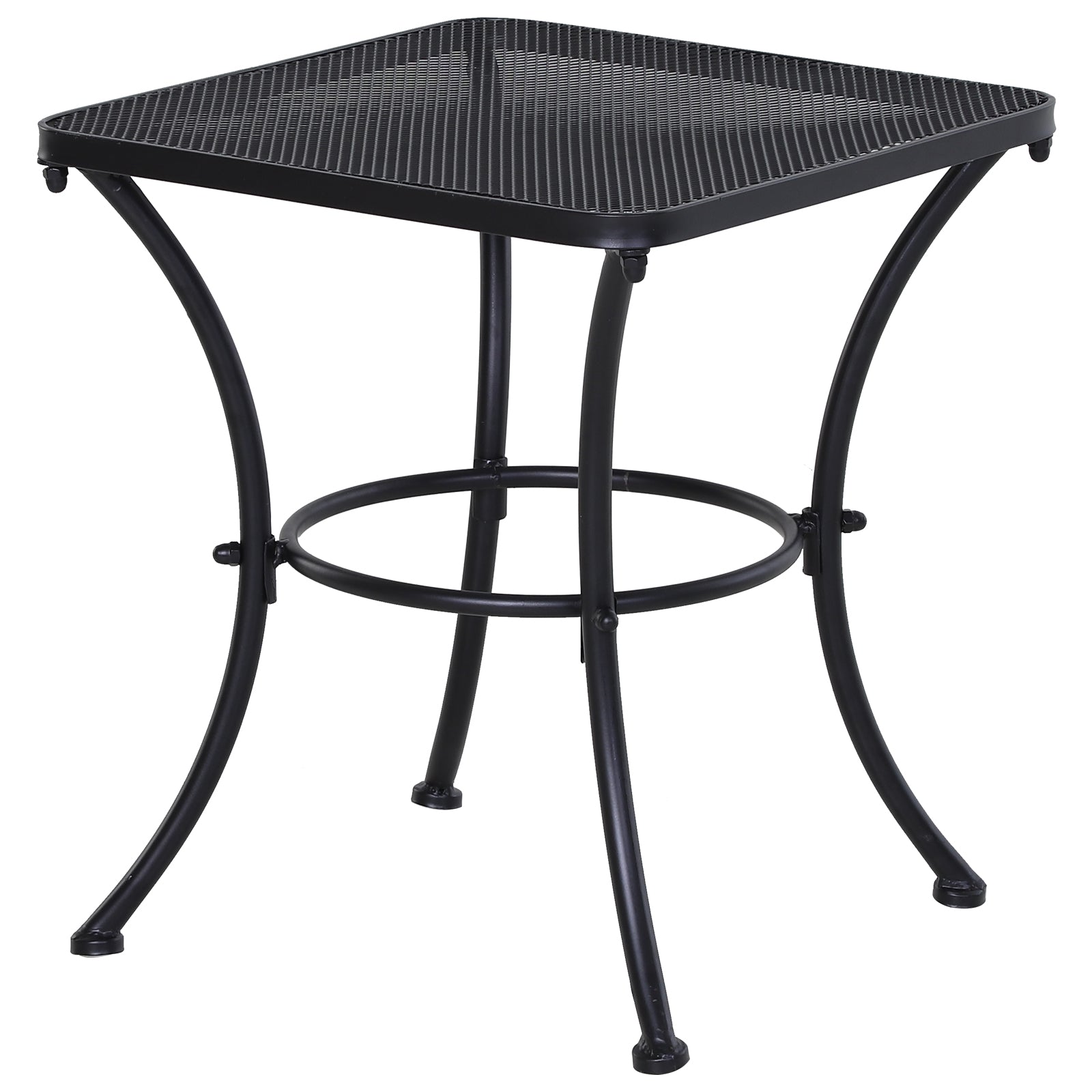 Outsunny Beistelltisch schwarzer Gartentisch 45x45x50cm Metall Balkontisch Kaffeetisch für Terrasse & Garten   Aosom.de