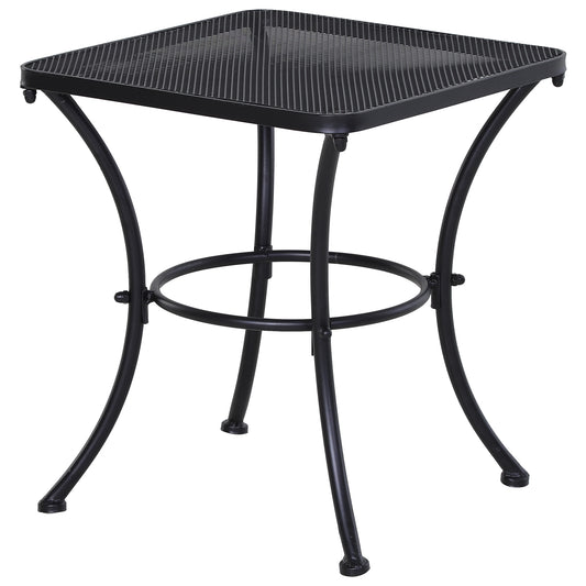 Outsunny Beistelltisch schwarzer Gartentisch 45x45x50cm Metall Balkontisch Kaffeetisch für Terrasse & Garten   Aosom.de